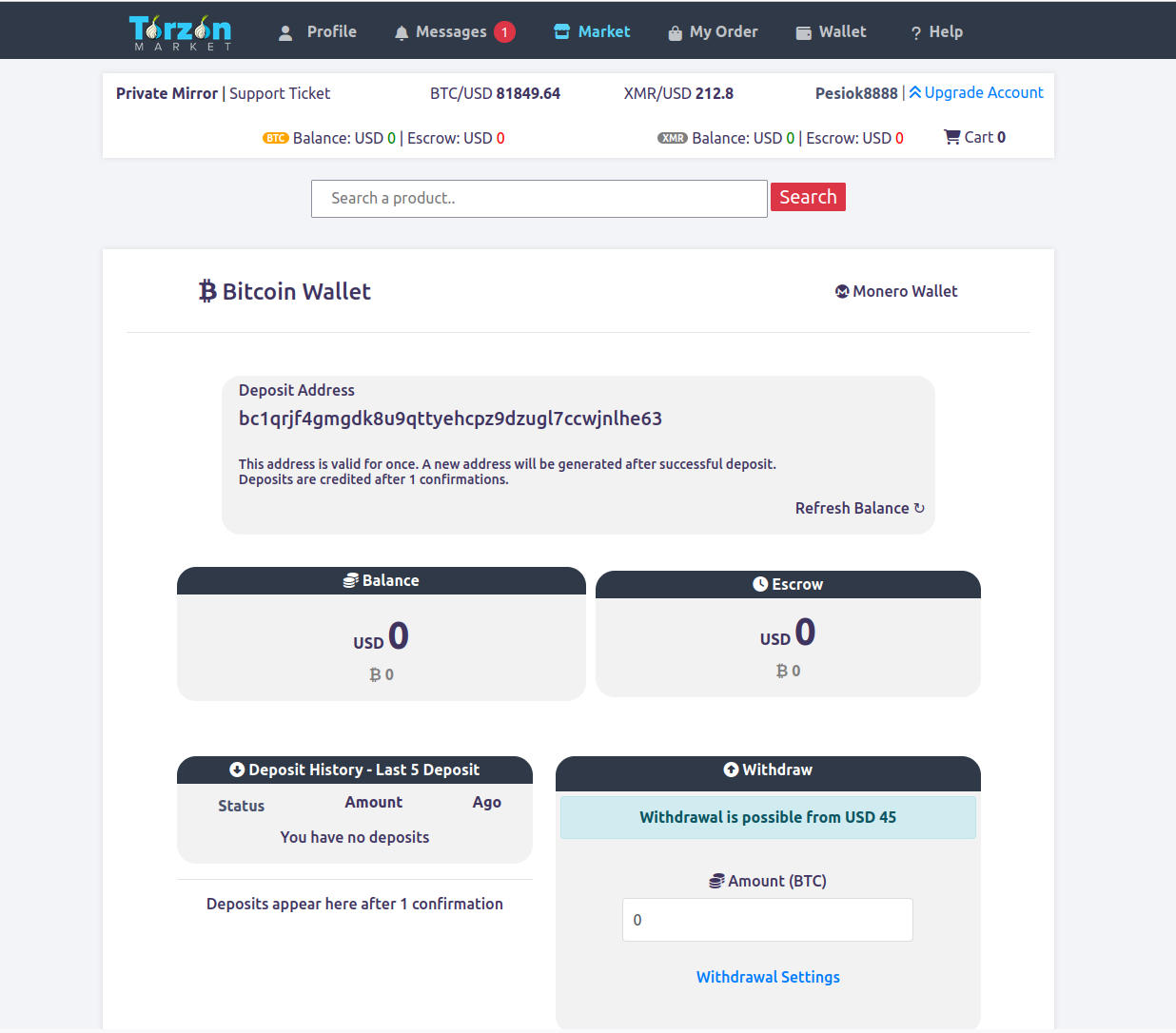 Wallet Panel